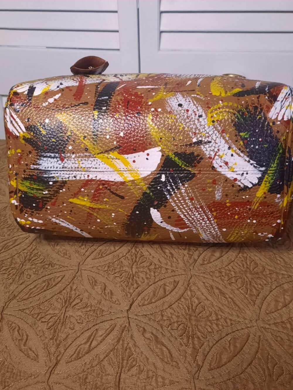 Dooney & Bourke Dipinta Inspired Hand Painted Vintage Speedy Style Barrel Bag - Picture 3 of 16